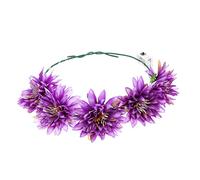 PACKOVE LED Glowing Garland Hairband with Fake Flower Decor Hawaiian Style Headband for Women Party Accessories with Dual Color Purple and Warm White Lights Non Slip and Charming Hair Hoop