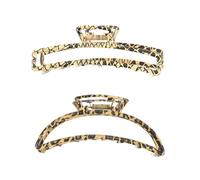 PACKOVE Leopard Print Hair Clips 2pcs Metal Hair Claw Clips for Women for Everyday Use