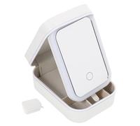 PACKOVE Lighted Mirror Makeup Box Vanity Case Travel Cosmetic Organizer Mirror for Small Makeup Storage Led Light up