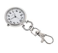 PACKOVE Lightweight Zinc Alloy Key Buckle Pocket Watch Large Number Clip-on Watch for Nurses Doctors Chefs Hiking Climbing Silver