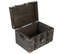 PACKOVE Lockable Construction Storage Chest Decorative Wood Pirate Treasure Wooden Box with Large Capacity, Metal and for Books, Documents, and Jewellery