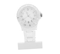 PACKOVE Luminous Clip on Nursing Watch Night Glow Hands, Quartz Lapel Chest Brooch for Nurses and Medical Staff, White Stylish Healthcare Pocket Watch for Hospital Use Random Style