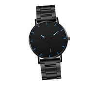 PACKOVE Men Casual Watch Black Stainless Steel Bracelet Comfortable to Wear Simple Style Classic Quartz Wrist Watch Suitable for Boyfriend and Son