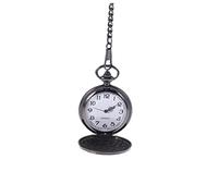 PACKOVE Men's Retro Mechanical Pocket Watch Black Stainless Steel Case White Arabic Numeral Dial Removable Thick Chain Hook Vintage