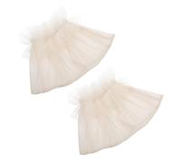 PACKOVE Mesh Lace Wrist Cuffs and Decorative Fake Sleeve Cuffs Elastic White Layered Mesh Arm Accessories for Women Wedding Party Photography Costume