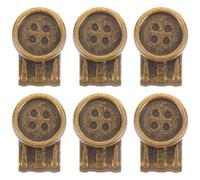 PACKOVE Metal Buttons for Jeans and Suspenders, 6Pcs Adjustable Brown No Sew Clips for Pants, Hats, and Trousers Repair, Movable End Brace Clips for Men’S Workwear