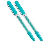 PACKOVE Metal Clip Business Pen Pair with Crystal Case, 2 Ballpoint Pens in Turquoise and Peacock Blue, Multi-Use for Weddings and Office Stationery