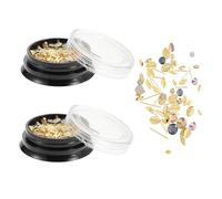 PACKOVE Metal Nail DIY Accessories and Comfortable Touch 2 Boxes with Leaf Shaped Design Shiny Appearance Unique Smooth Surface for Stylish Nail Art for DIY Manicure and Salon Use