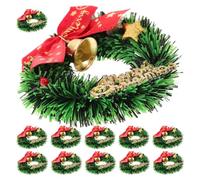 PACKOVE Mini Christmas Wreaths and Cloth Material 12pcs with Bow and Bell Ornaments Easy to Install Holiday Decor to Create Festive Atmosphere for Celebrations and Christmas