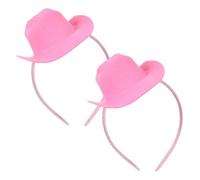 PACKOVE Mini Cowgirl Hat Headbands Polyester Material 2pcs Pink Stylish Western Theme Headband Versatile Accessory That Fits Snugly for Women and Girls for Travel and Everyday Wear