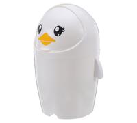 PACKOVE Mini Desk Bin with Lid in Cute Penguin Shape, Plastic Desktop Waste Paper Basket with Large Capacity and Stable Construction, for Bedroom and Home Use