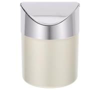 PACKOVE Mini Desktop Trash Can Stainless Steel Small Wastebasket with Lid, Multi-function Rubbish Storage Bin for Office and Home, Light Green Compact Recycle Bin for Desk Use