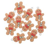 PACKOVE Mini Gingerbread Charms Cute Jewelry Embellishment Accessories 10pcs for Jewelry Making, and Resin Material, for Birthday and Christmas Crafts