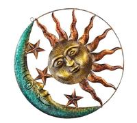 PACKOVE Moon Sun Pendant Wall Hanging Decoration Iron Unique Design Creative Appearance Room Wall Background Ornament