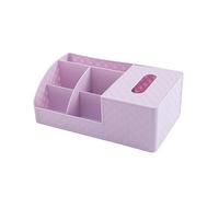 PACKOVE Multi Functional Plastic Tissue Box and Cosmetic Storage Organizer Purple Desk Makeup Organizer for Jewelry Brushes Files and Small Items Vanity Storage for Home and Office Use