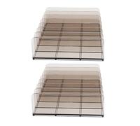 PACKOVE Multi-Grid Acrylic Cash Tray Organizer with Dividers, Large Portable Currency Storage Box for Office and Classroom, 2pcs Grey Cash Handling Box