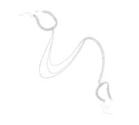 PACKOVE Multi-layered Rhinestone Arm Chain Bracelet for Women Upper Armlet Body Jewelry with Tassel Detail Shimmering Crystal Bangle for Wedding and Party Wear Silver Tone