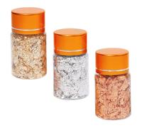 PACKOVE Nail Art Broken Foil Gold Silver and Copper Foil Flakes for DIY Manicure and Nail Salon Use Bottles Each
