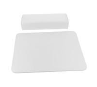 PACKOVE Nail Art Hand Pillow and Nonslip Manicure Table Mat Set, White Pu Leather Hand Cushion with Litchi Texture, Armrest Pillow for Professional Nail Technicians and Home Salon Use