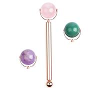 PACKOVE Natural Jade Roller Massager Skin Care Massage Tool for Puffiness Relief and Reduction with Replacement Roll Beads and Roller Frame Lightweight Facial Tool for Face and Neck Care