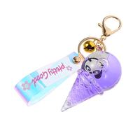 PACKOVE Panda Keychain Floating Liquid Cartoon Backpack Ornament Purple Cute Ice Cream Key Ring Gifts for Women