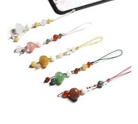 PACKOVE Pink Jade Agate Phone Pendant Watermelon Crystal and Aventurine, Delicate Vintage Style Phone Chain to Hold Cellphone Securely and Keep Small Items Safe, for Female