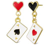 PACKOVE Playing Card Earrings Queen Poker Earrings Poker Dangle Heart Drop Unique Drop Playing Card Jewelry For Women Girls