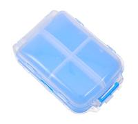 PACKOVE Portable Blue Pill Box for Purse with 8 Compartments and Triple-Layer Design, Space-Saving Plastic Mini Travel Pill Organizer for Trip and Daily Use