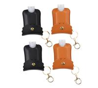 PACKOVE Portable Keychain Carriers for Lotion 4 Sets Refillable Hand Sanitiser Bottles with Protective Covers Travel Empty Bottle Covers for Toiletry Black and Orange for On-the-go Use