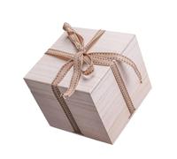 PACKOVE Present Packaging Box with Cotton Cloth Lining to Protect Fragile Articles Square Product Accessories Yellow Wooden Storage Box Small Retro or Tea Cup Storage