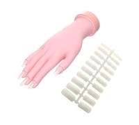 PACKOVE Professional Manicure Practice Hand Model with 100pcs Nail Tips Silicone Flexible Right Hand Nail Art Mold