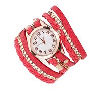 PACKOVE PU Leather Winding Bracelet Watch for Women Braided Strap Wristwatch Lightweight and Comfortable Skin-Friendly Glass Mirror Classic Colour for Friends and Special Occasions