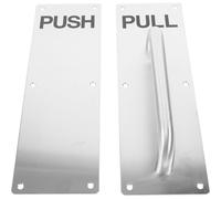 PACKOVE Push Pull Plate Door Handle with Silver Finish Stainless Steel Easy to Use and Sturdy Fire Door Hardware for Commercial and Residential Settings