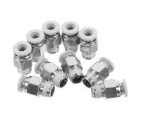 PACKOVE Push to Connect Fittings Nickel Plated Brass and Abs Material 10pcs Quick Connector Fitting with 1/8' Npt Thread and 6mm Outer Diameter for Air Pipelines Adaptable for 3D