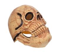 PACKOVE Realistic Latex Skull Mask with Moving Jaw for Adults Adjustable Full Head Skeleton Headpiece Horror Cosplay Accessory for Halloween Day Dead Costume Parties