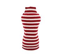 PACKOVE Red and White Stripe Woolen Dog Sweater for Christmas, Comfortable and Easy to Put on Pet Clothes, for Walking and Holiday Festive Outfits