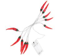 PACKOVE Red Chilli String Lights 1.5 Metre Battery Operated LED Decorative Outdoor Portable Camping Lights with Polystyrene Material for Creating A Festive Atmosphere