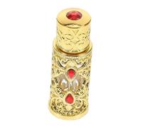 PACKOVE Refillable 3ml Gold Arabian Essential Oil Travel Container Perfume Bottle Decorative Glass Fragrance Storage for Portable Use