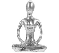 PACKOVE Resin Thinker Statue in Yoga Shape for Home and Tabletop Decor, Silver Colour with Long Serving Life and Elegant Abstract Design, Compact Desktop Ornament Offering Decorative