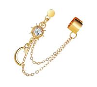 PACKOVE Retro Clip One-piece Earrings for Women Creative Golden Ear Decoration with Durable Chain Design for Parties and Casual Wear