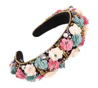 PACKOVE Retro Wide Edge Flower Hair Band with Diamond Inlay Elegant Bridal Headdress for Women Lightweight Wedding Headband for Brides and Bridesmaids Suitable for Engagement and