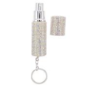 PACKOVE Rhinestone 10ml Refillable Perfume Spray Bottle Keychain Portable Leakproof Protection Metal Fashionable Design Eyecatching Accessory for Party Outfits and Daily Use
