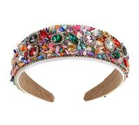 PACKOVE Rhinestone Beaded Headband for Women Vintage Wide Brimmed Hair Hoop with Faux Crystals Elegant Hair Accessory for Parties and Banquets for All Ages