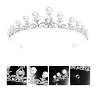 PACKOVE Rhinestone Bridal Tiara Wedding Headpiece Chic Design Silver Metal Pearls Eye-catching Pretty Ornament for Performance and Cosplay Hair Accessories for Daughter and Wife