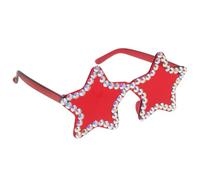 PACKOVE Rhinestone Rimless Star Shaped Sunglasses Stylish Red Sunglasses for Women with PC Frame and Photo Props for Patriotic Party and Casual Wear
