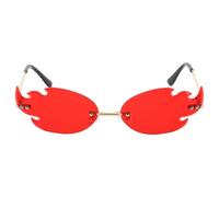 PACKOVE Rimless Flame Sunglasses with Gold Frame Irregular Fire Shape Party Glasses for Women Men Lightweight Frameless Disco Eyewear Reusable Costume Accessory for Halloween and Themed