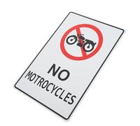 PACKOVE Road Caution Sign No Motorcycles for Street with High Visibility and Easy Installation, White Iron Safety Sign Suitable for Variety of Settings and Streets