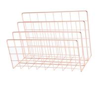 PACKOVE Rose Gold Metal File Storage Rack with Mail and Magazine Holder, Multipurpose Desktop Organizer for Office Documents and Envelopes, Stylish Book Shelf for Home and Work Storage