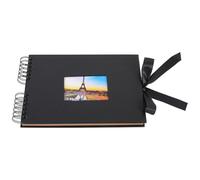 PACKOVE Scrapbook Photo Album with Ribbon Coil and Strong Binding, 40 Sheets Kraft Paper Inner Pages, Designable Cover, for Birthday and Wedding Memories, Black Paperboard Cover