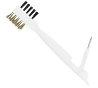 PACKOVE Scrub Brush with Cooktop Scraper for Kitchen and Bathroom Cleaning, Hard Pp Bristles with Copper Wire and Steel Core, Designed to Unclog Gas Holes and Reach Deep Crevices, White